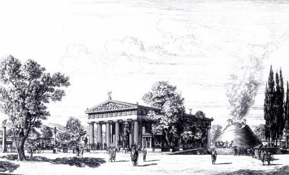 Illustration showing temple and great altar of Zeus