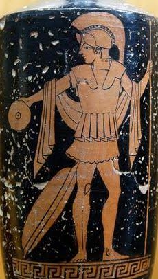 A Greek warrior pouring a libation to the Gods