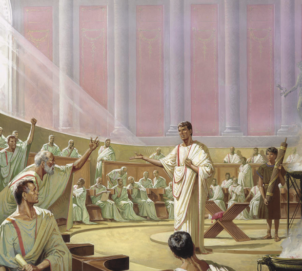 The Roman Senate   Debate In The Early Roman Senate By Severino Baraldi  619x556 